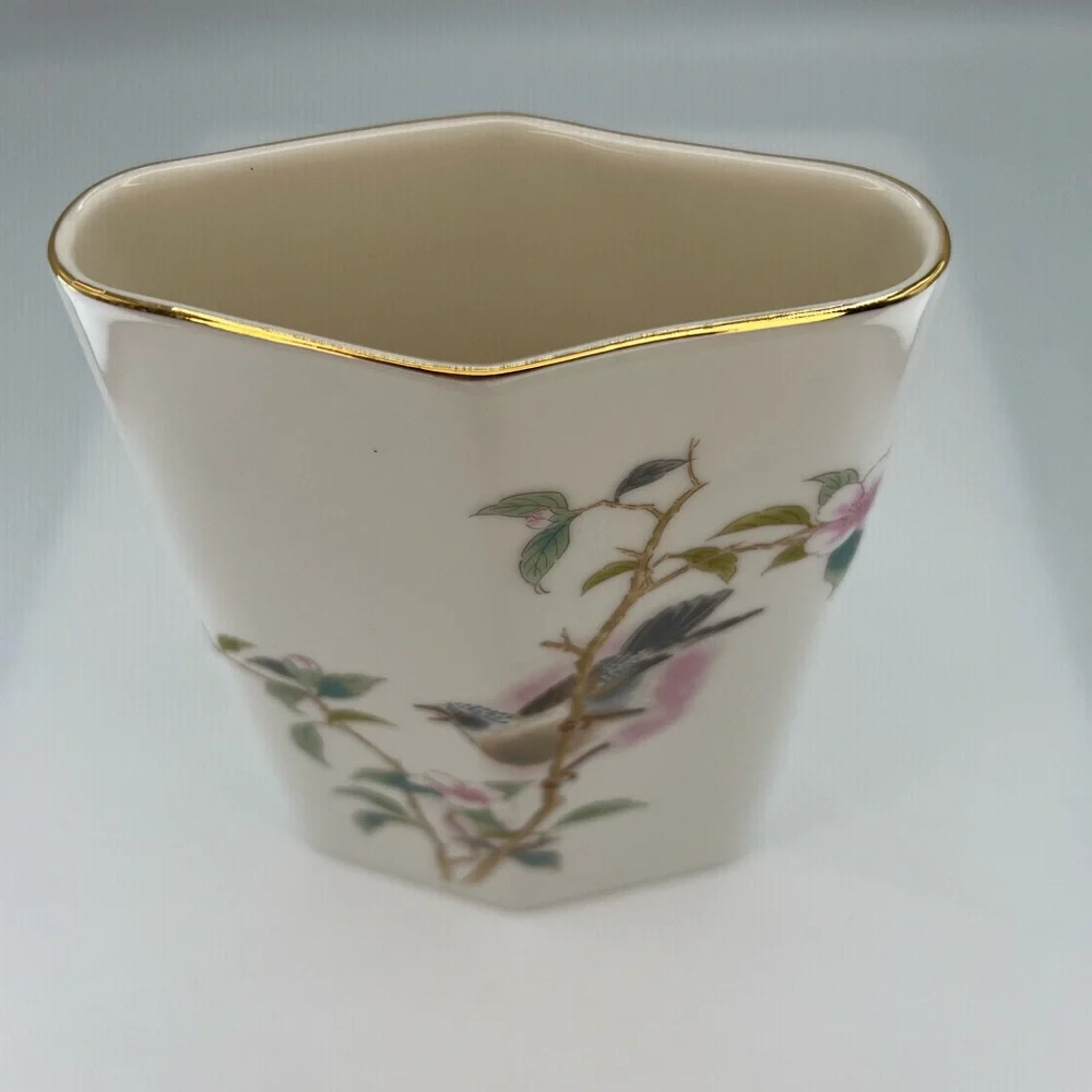 Andrea by Sadek Vase Bird In Flower Tree YAMAJI Japan Diamond Shape Vintage